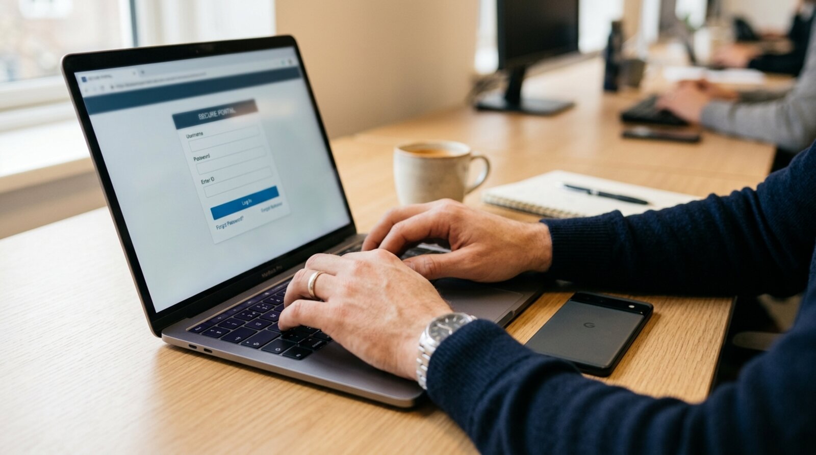 A person filling in a confidential online whistleblowing report form on a laptop