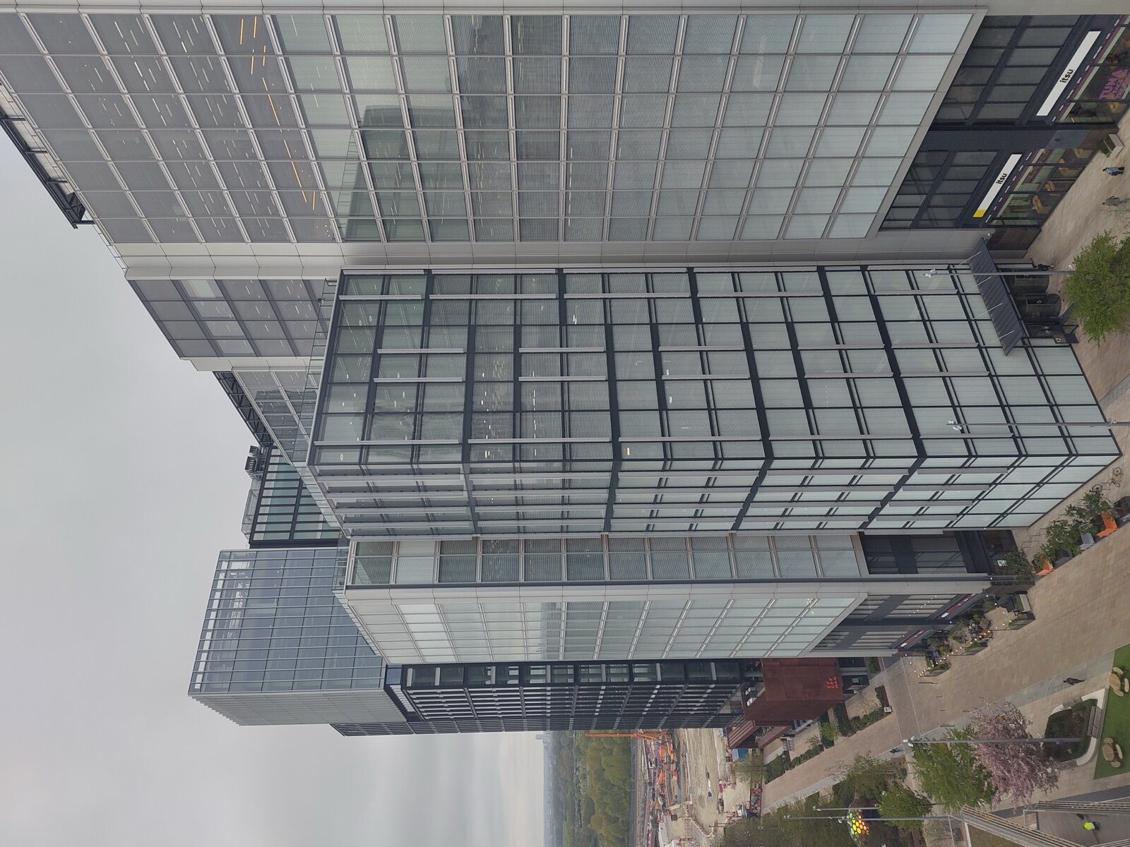 The glass facade of 12 Endeavour Square in Stratford, east London